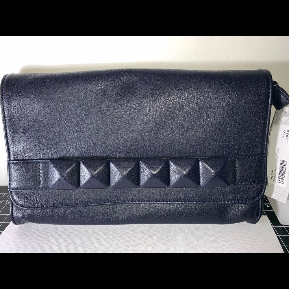 Izzy & Ali Navy Vegan Leather Clutch Stitch Fix